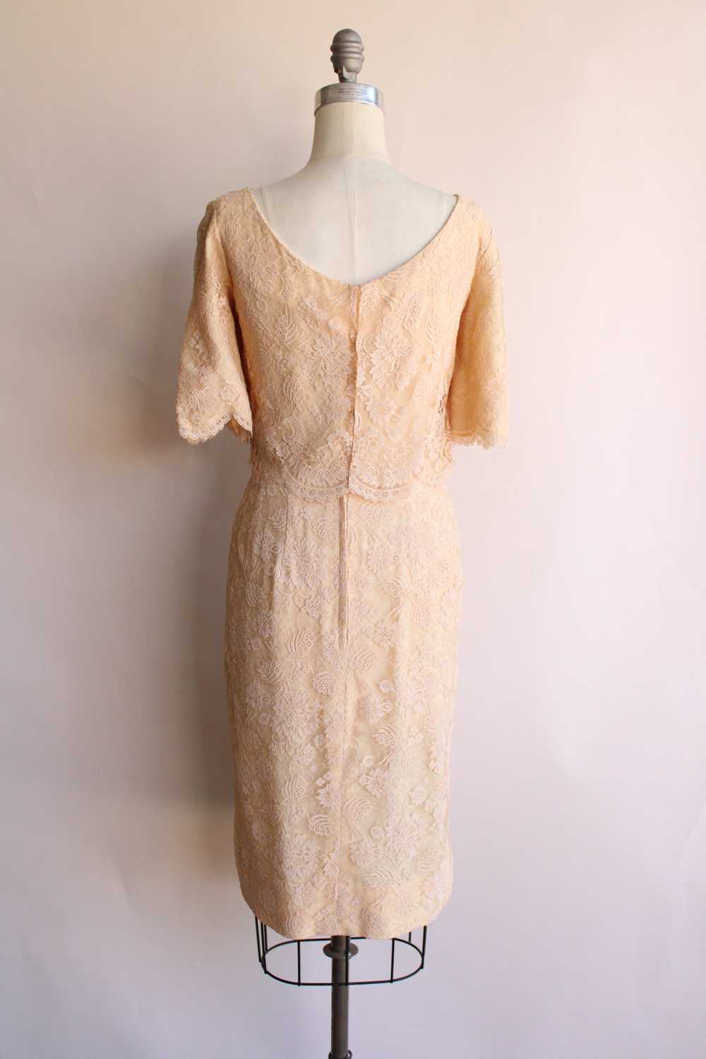 Vintage 1960s Blush Illusion Lace Dress - image 9