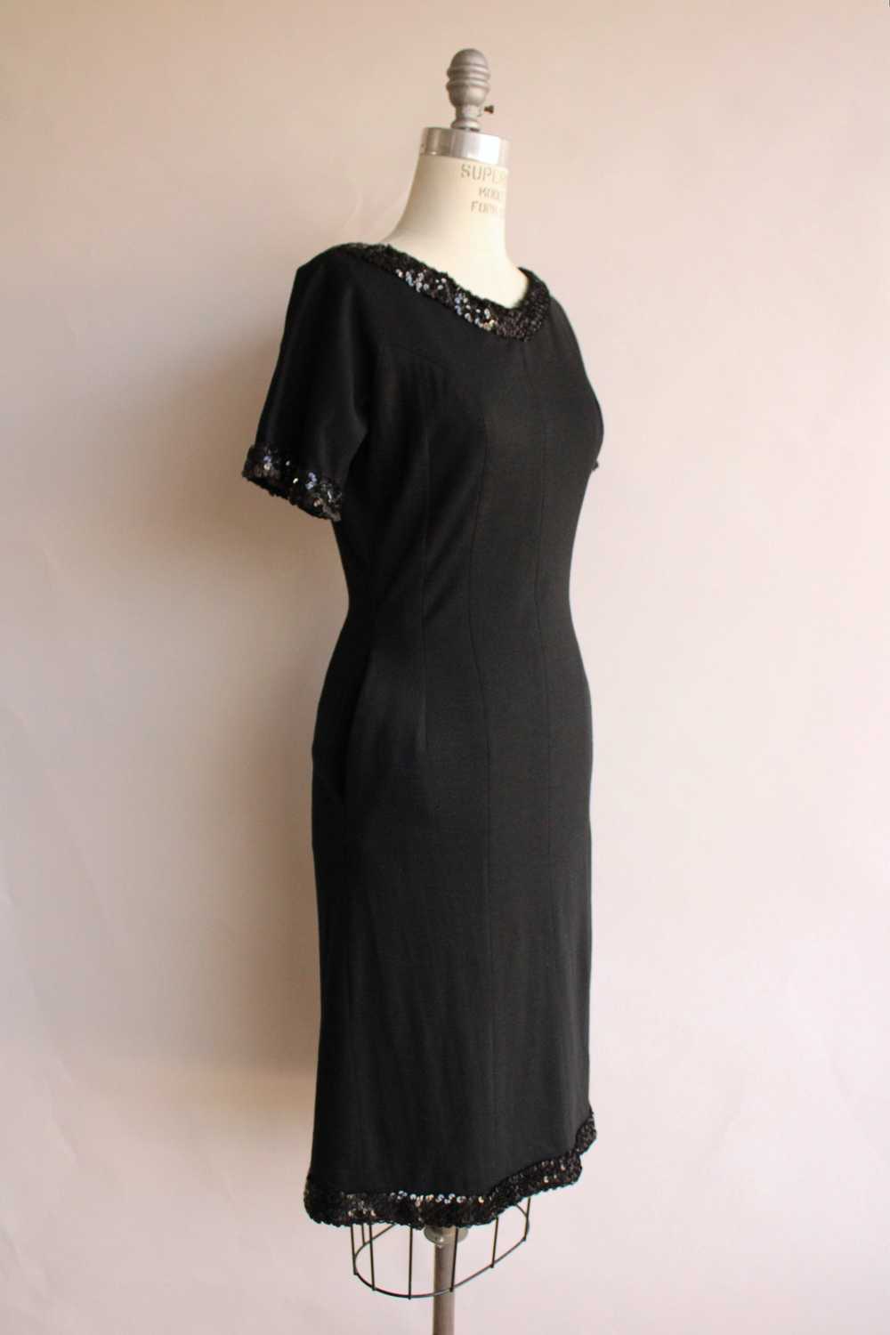 Vintage 1950s 1960s Black Wiggle Dress with Pocke… - image 6