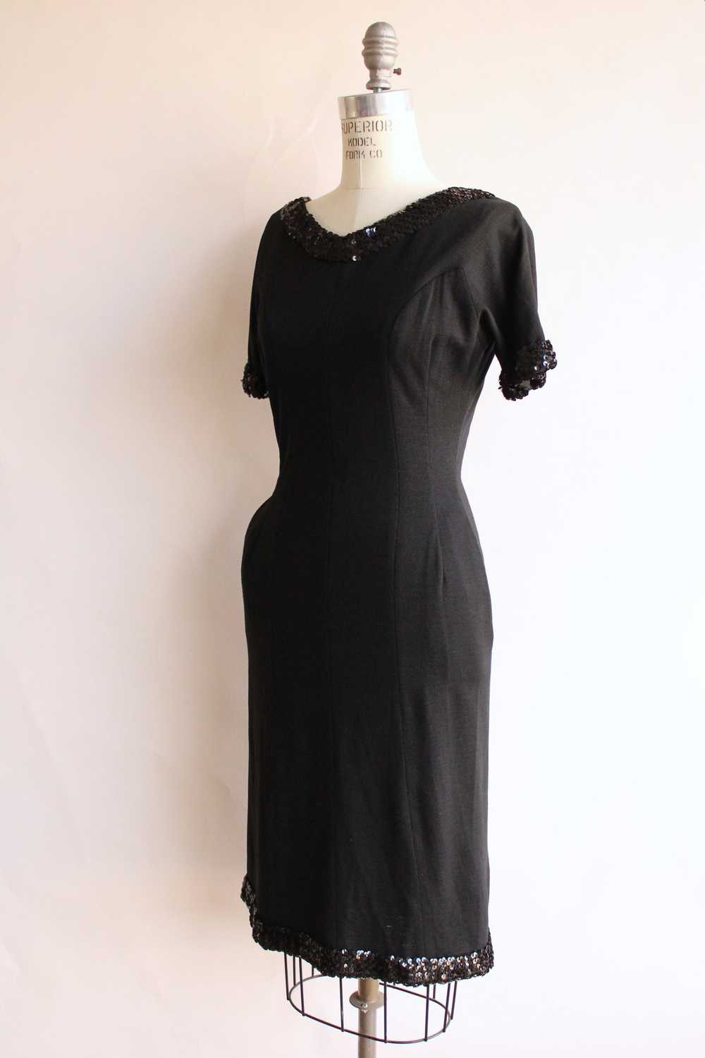 Vintage 1950s 1960s Black Wiggle Dress with Pocke… - image 7