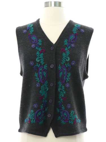 1990's Lucia Womens Embroidered Sweater Vest