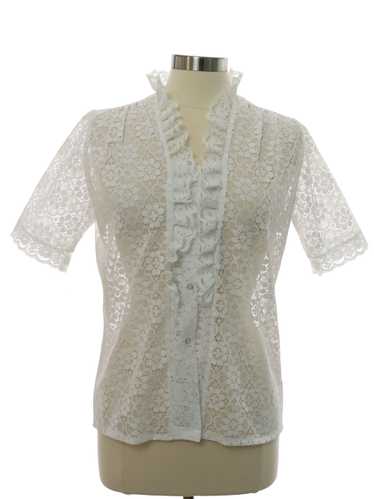 1970's Womens Ruffled Front Lace Shirt - image 1