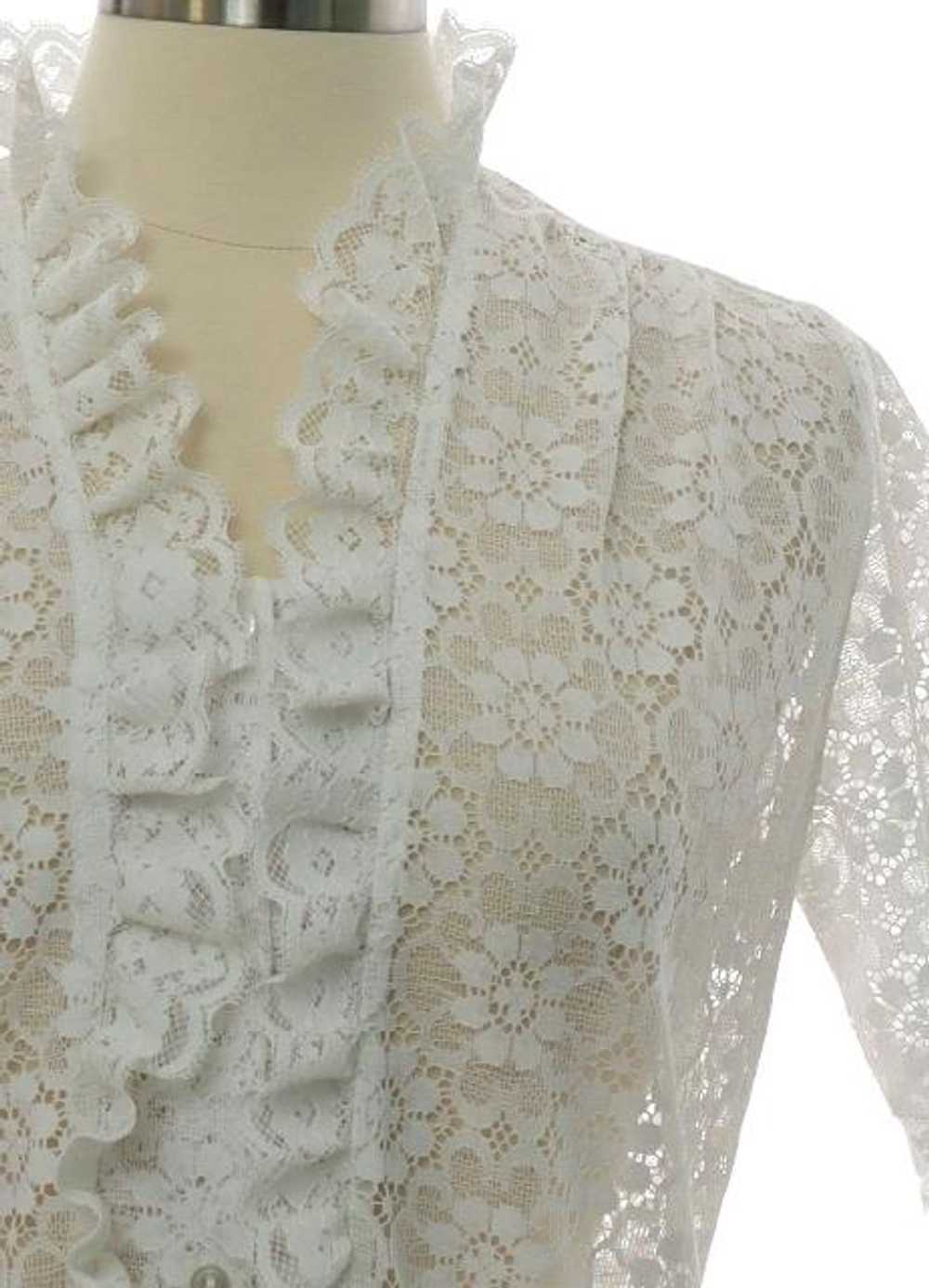 1970's Womens Ruffled Front Lace Shirt - image 2
