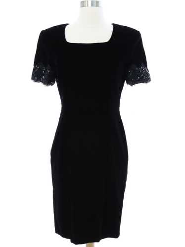 1980's Maggy London Velvet Totally 80s A-Line Coc… - image 1
