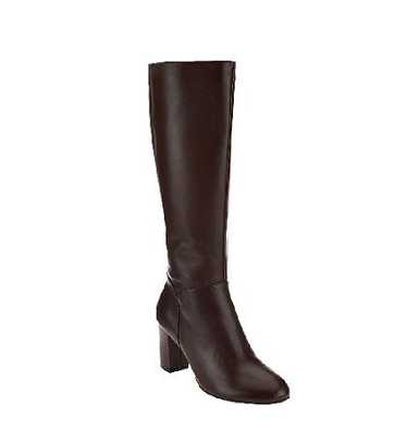 H by Halston Leather Tall Shaft Heeled Boots Bever