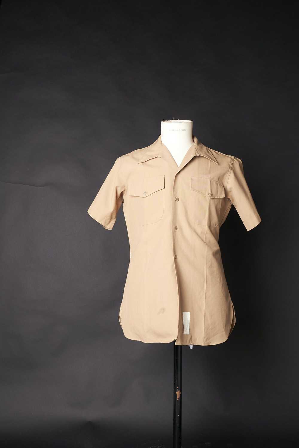 Military 1960s Khaki Military Work Shirt Short Sl… - image 1