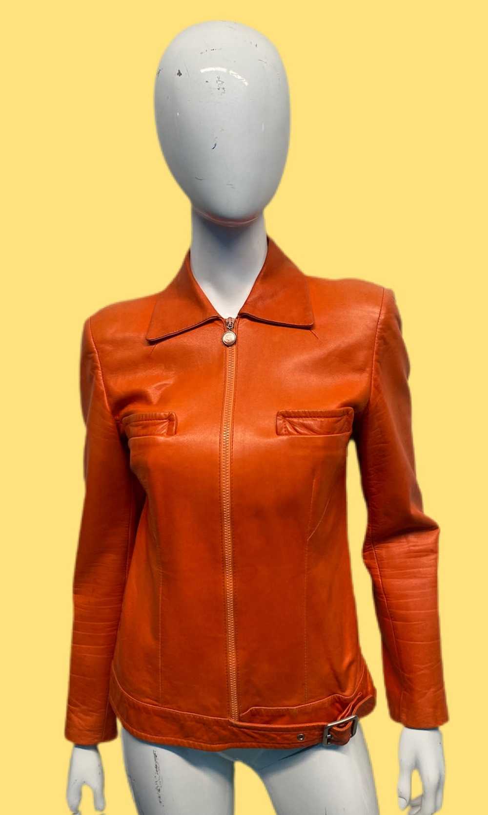 Tom Ford x Gucci Orange Leather Moto Jacket - image 1