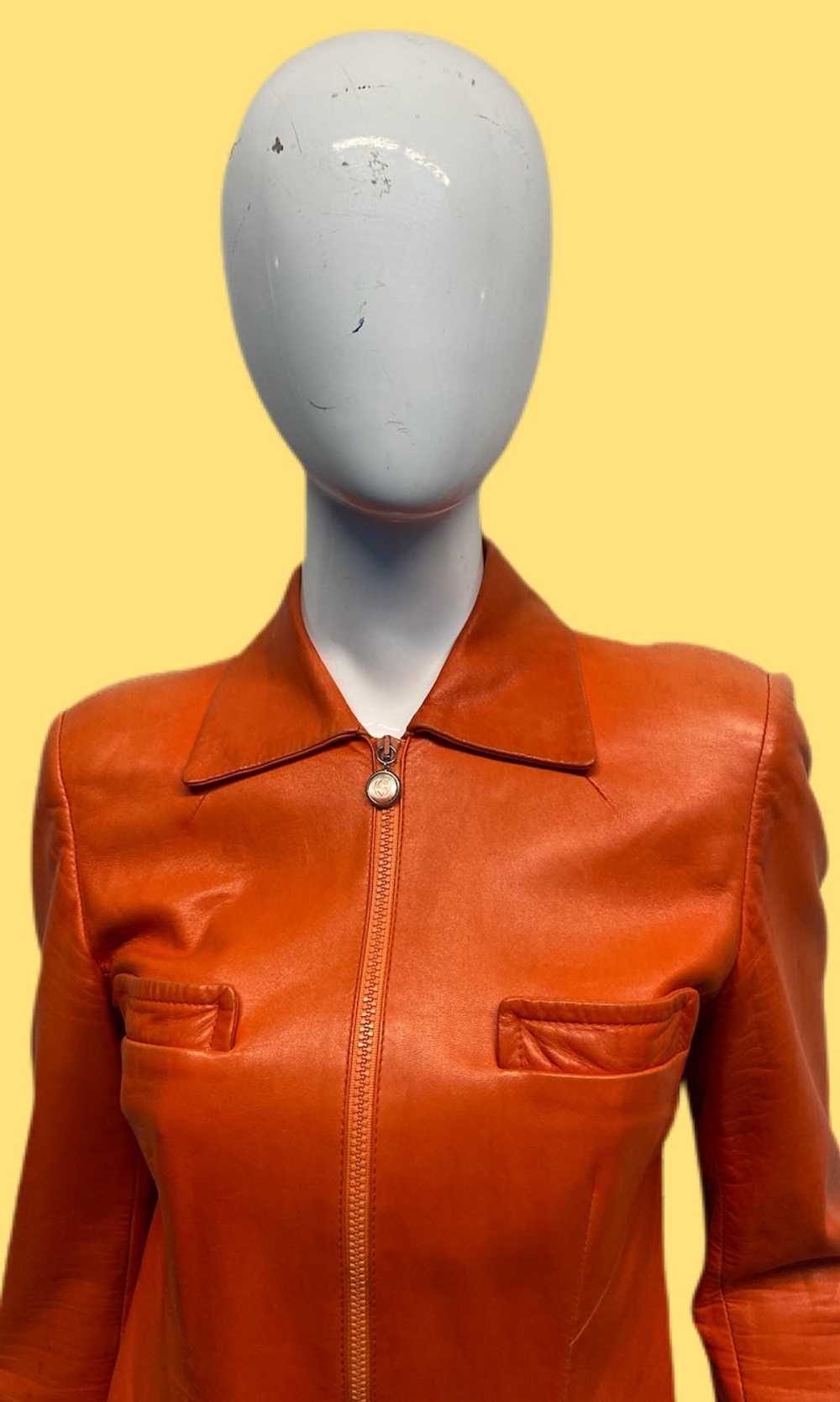 Tom Ford x Gucci Orange Leather Moto Jacket - image 2