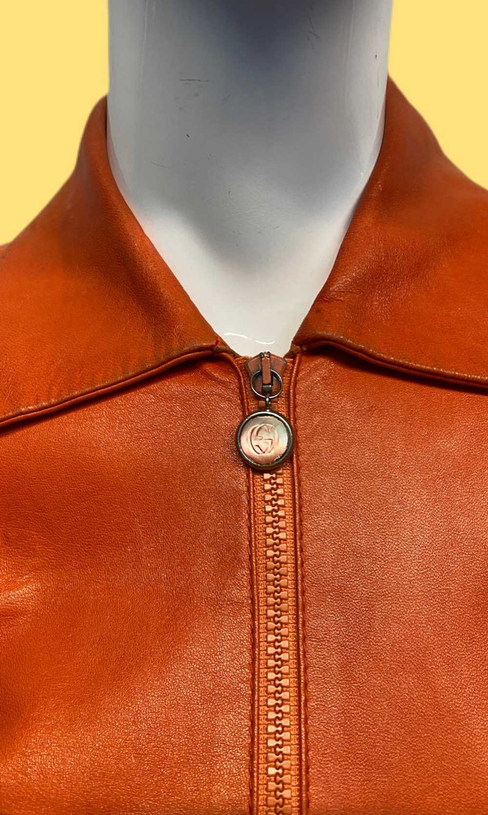 Tom Ford x Gucci Orange Leather Moto Jacket - image 3