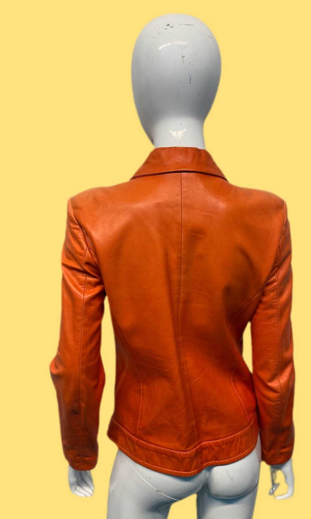 Tom Ford x Gucci Orange Leather Moto Jacket - image 4