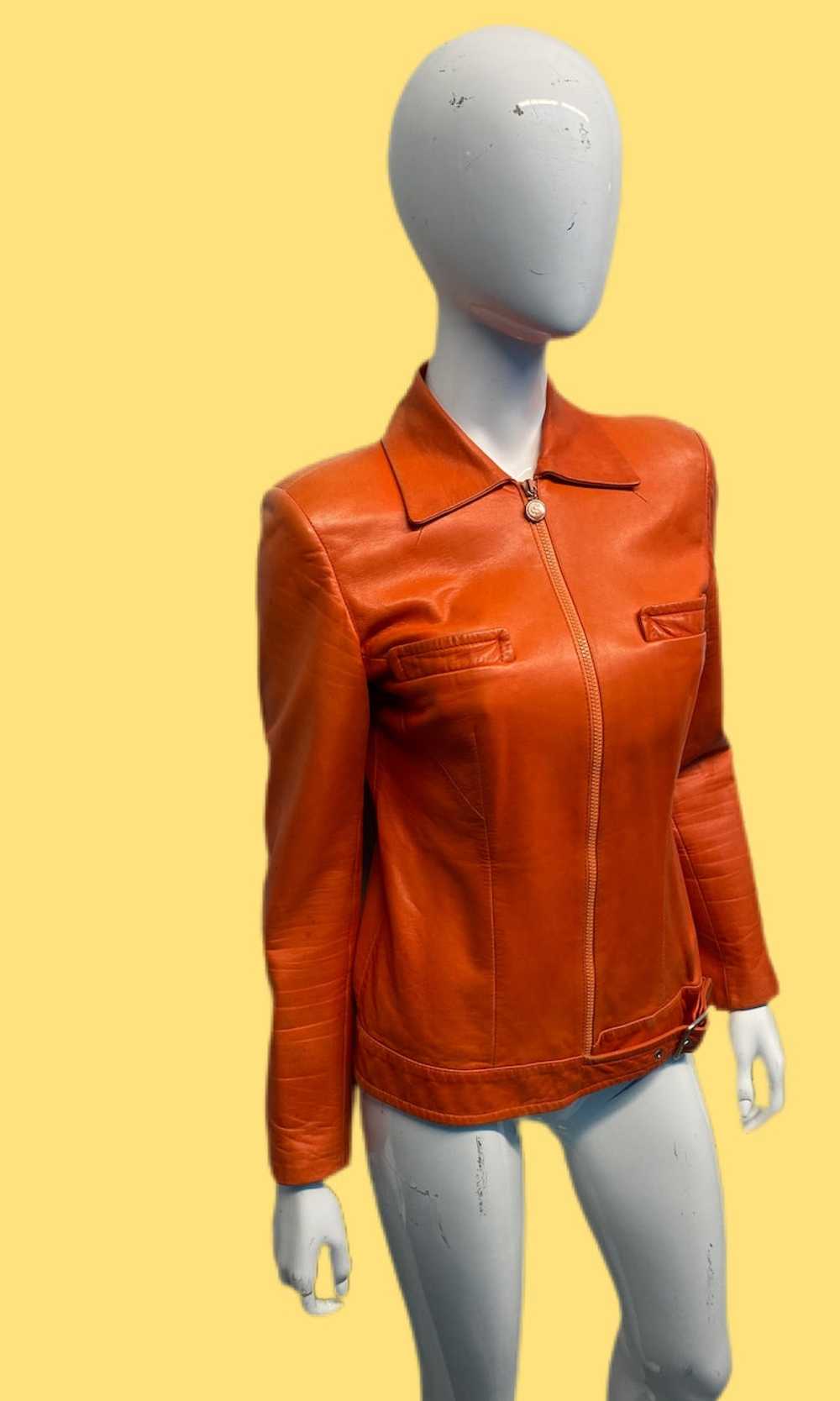 Tom Ford x Gucci Orange Leather Moto Jacket - image 5