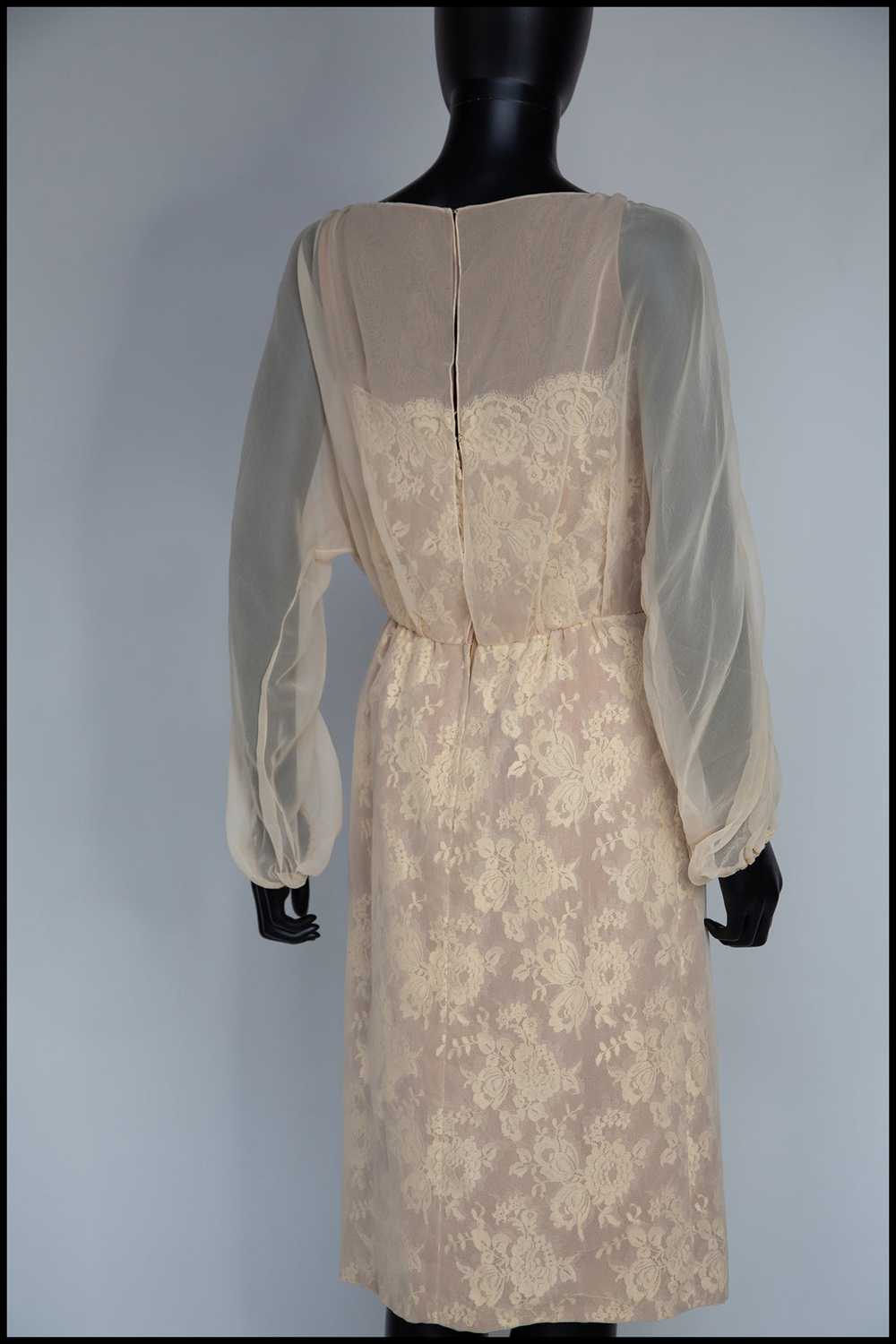 Vintage 1960s Travilla Champagne Lace Wiggle Dress - image 10