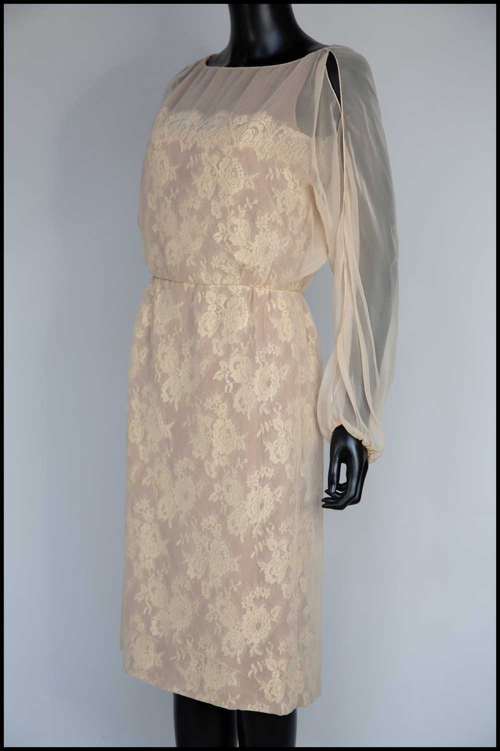 Vintage 1960s Travilla Champagne Lace Wiggle Dress - image 4