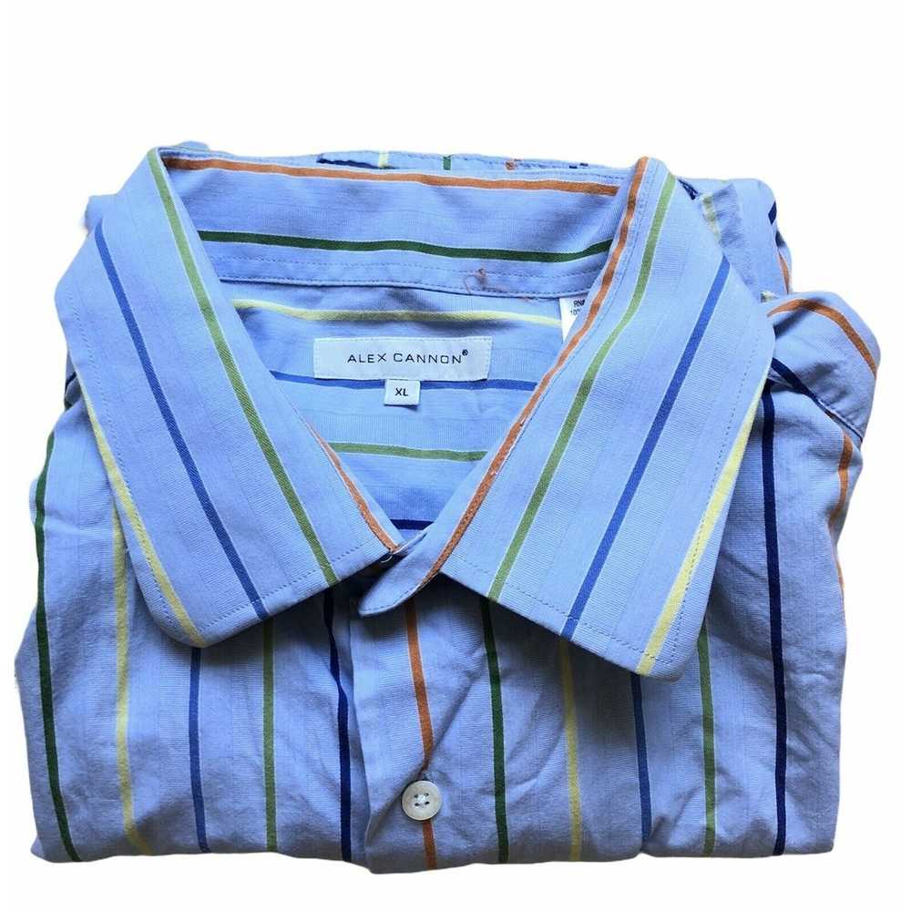 Alex Cannon Alex Cannon Mens Blue Striped Shirt XL - image 4