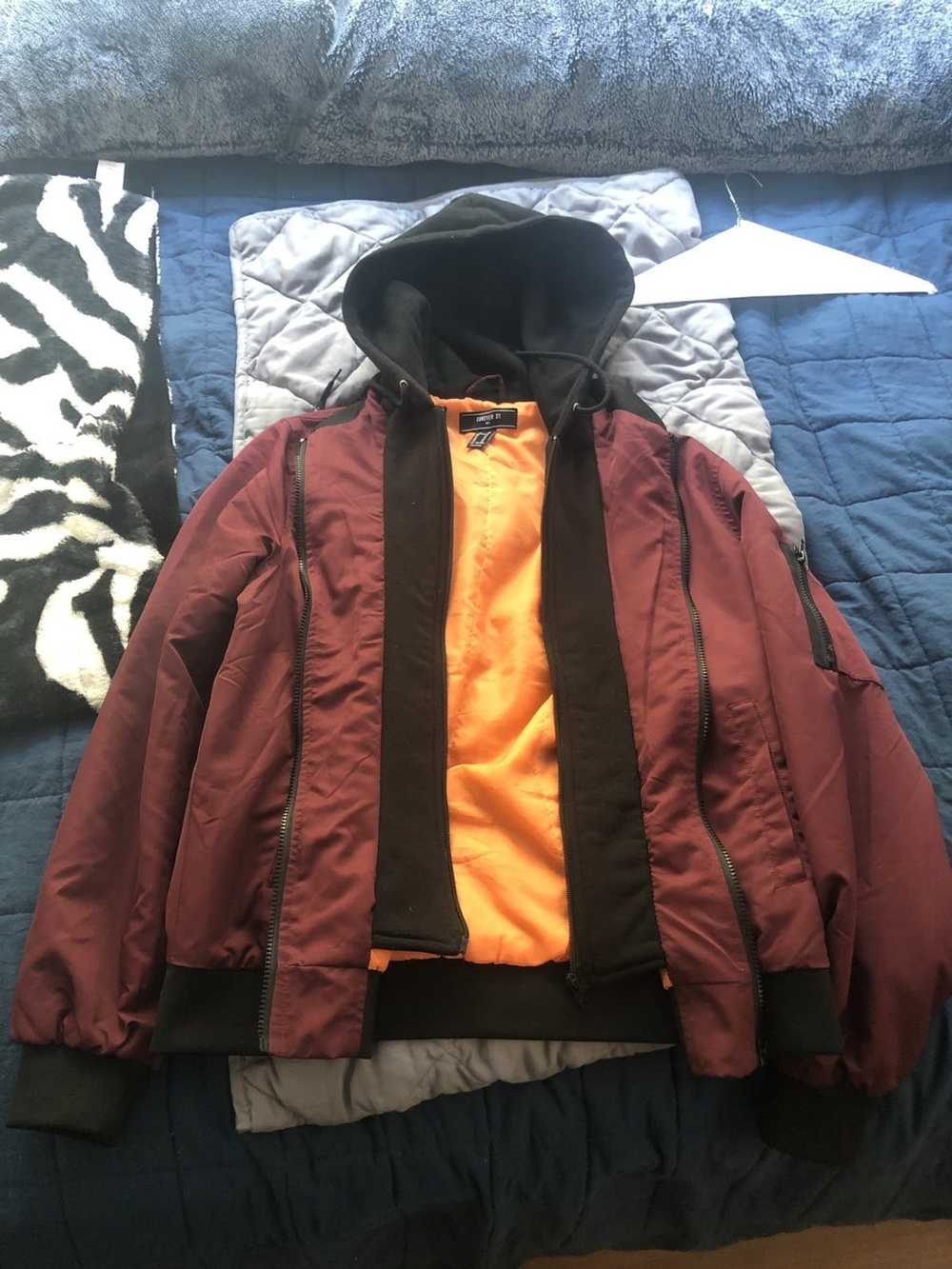 Forever 21 Burgundy Zip-Up with Shell - image 2