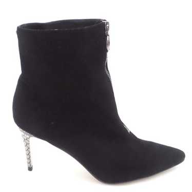 J. Renee Front Zip Leather Booties Pinerola Suede 