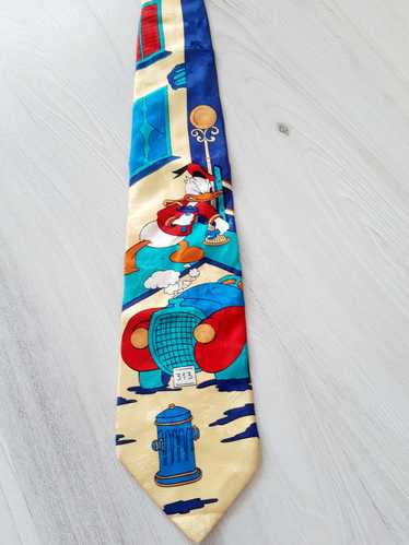 Disney × Vintage Disney Tie Rack silk Donald the … - image 1