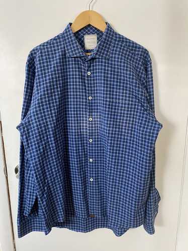 Billy Reid Dark Blue Plaid Shirt - image 1