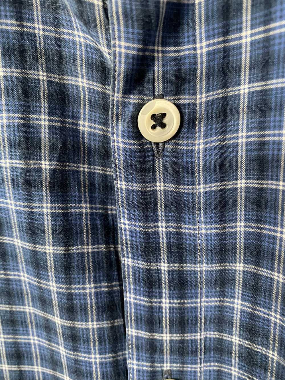 Billy Reid Dark Blue Plaid Shirt - image 5