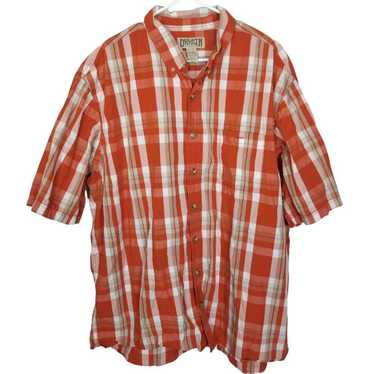 Duluth Trading Fishing Shirt Mens 2XLT Orange Pink Short Sleeve Breathable