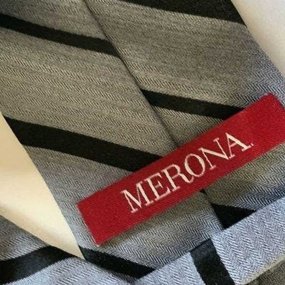 Merona Merona Mens Tie Gray Black Striped Busines… - image 4