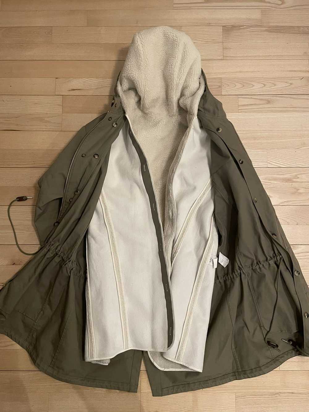 A.P.C. APC Coat Army green canvas sherpa fleece l… - image 3