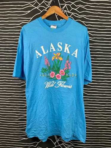 Art × Vintage Vtg Alaska Flower Pastel Color Tee