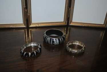 Set of Three Zebra Pattern Bracelets;2 black and … - image 1