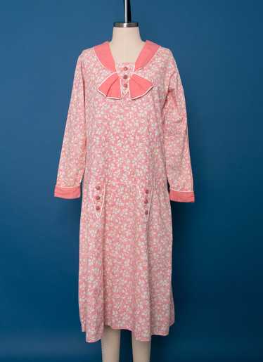 Vintage 1920's Pink Floral Long Sleeved Drop Wais… - image 1