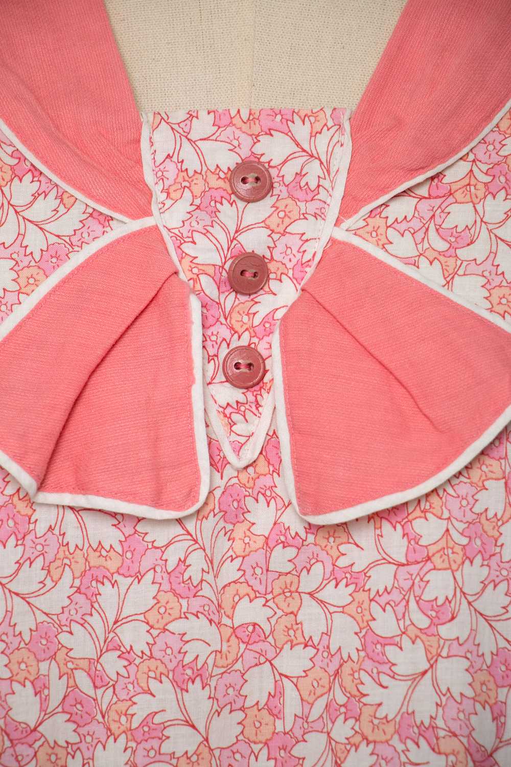 Vintage 1920's Pink Floral Long Sleeved Drop Wais… - image 2