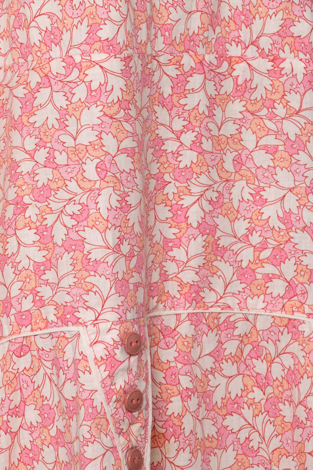 Vintage 1920's Pink Floral Long Sleeved Drop Wais… - image 4