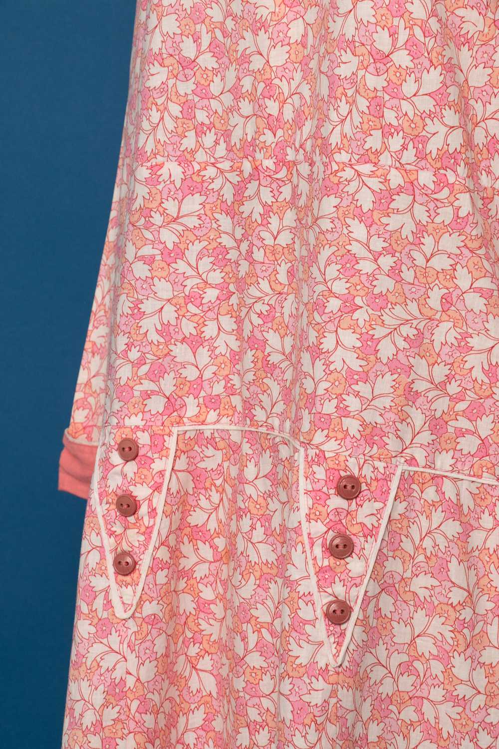 Vintage 1920's Pink Floral Long Sleeved Drop Wais… - image 6