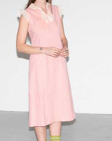 Vintage 1930's Pink Cotton Dress with Organdy Ruf… - image 1