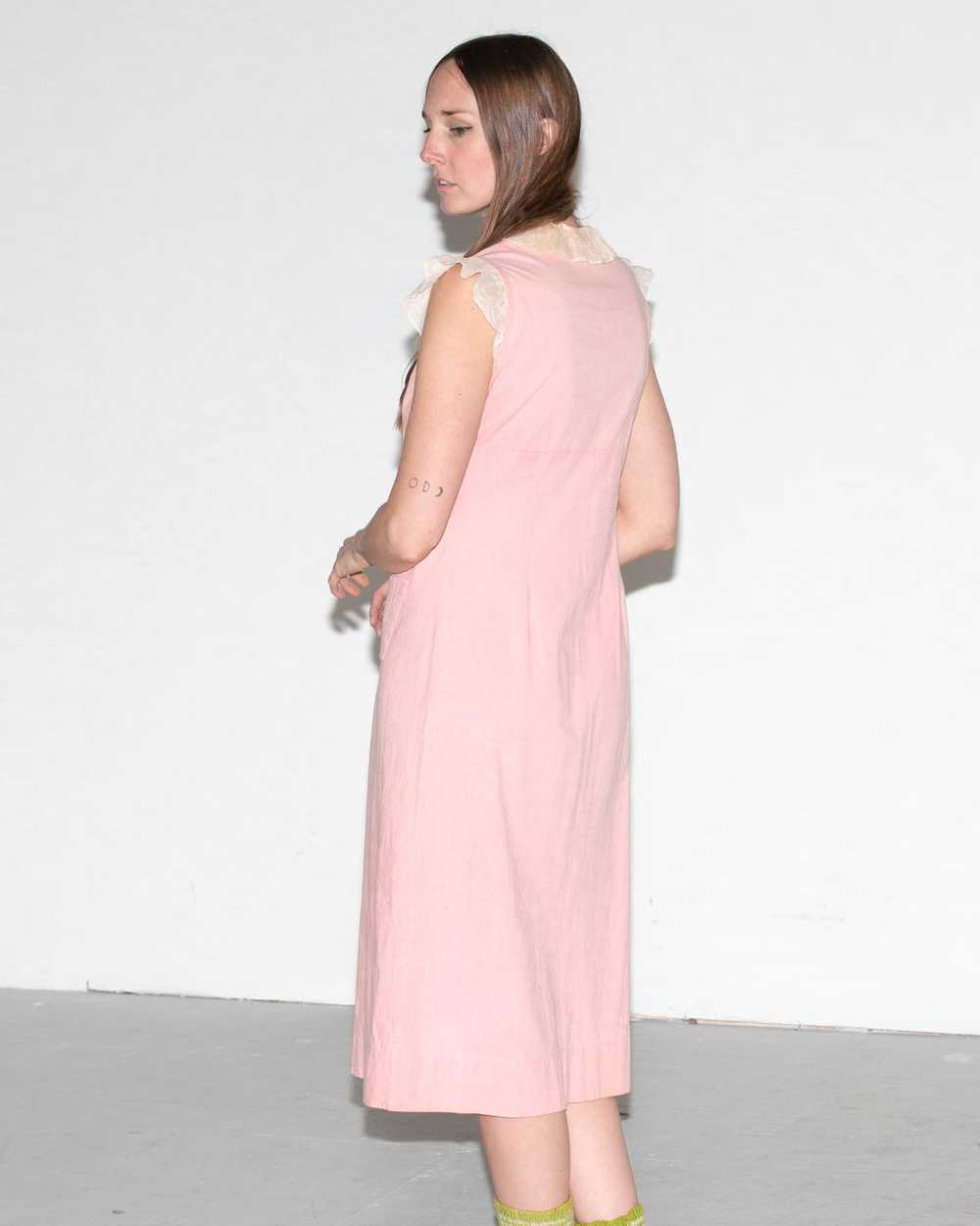 Vintage 1930's Pink Cotton Dress with Organdy Ruf… - image 4