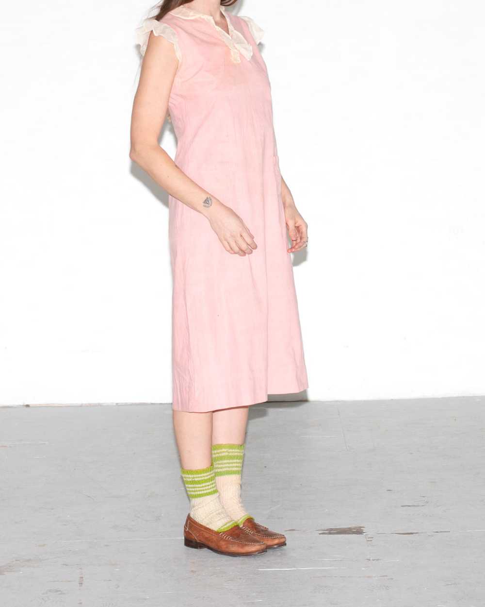 Vintage 1930's Pink Cotton Dress with Organdy Ruf… - image 6