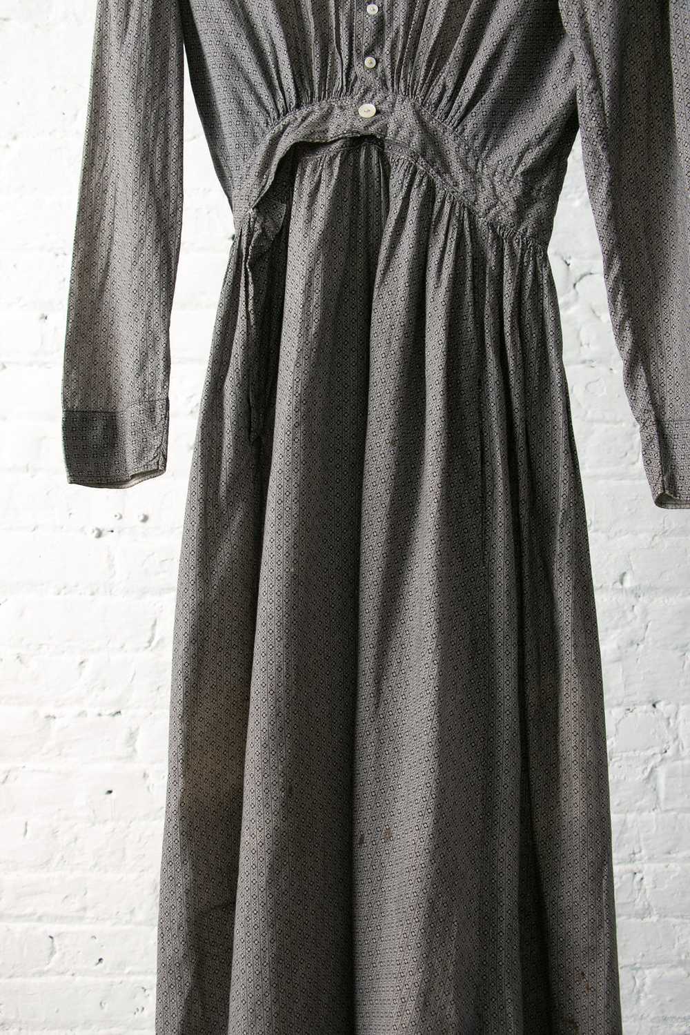 Antique 1900's Grey Calico Dress Long Sleeve Floo… - image 7