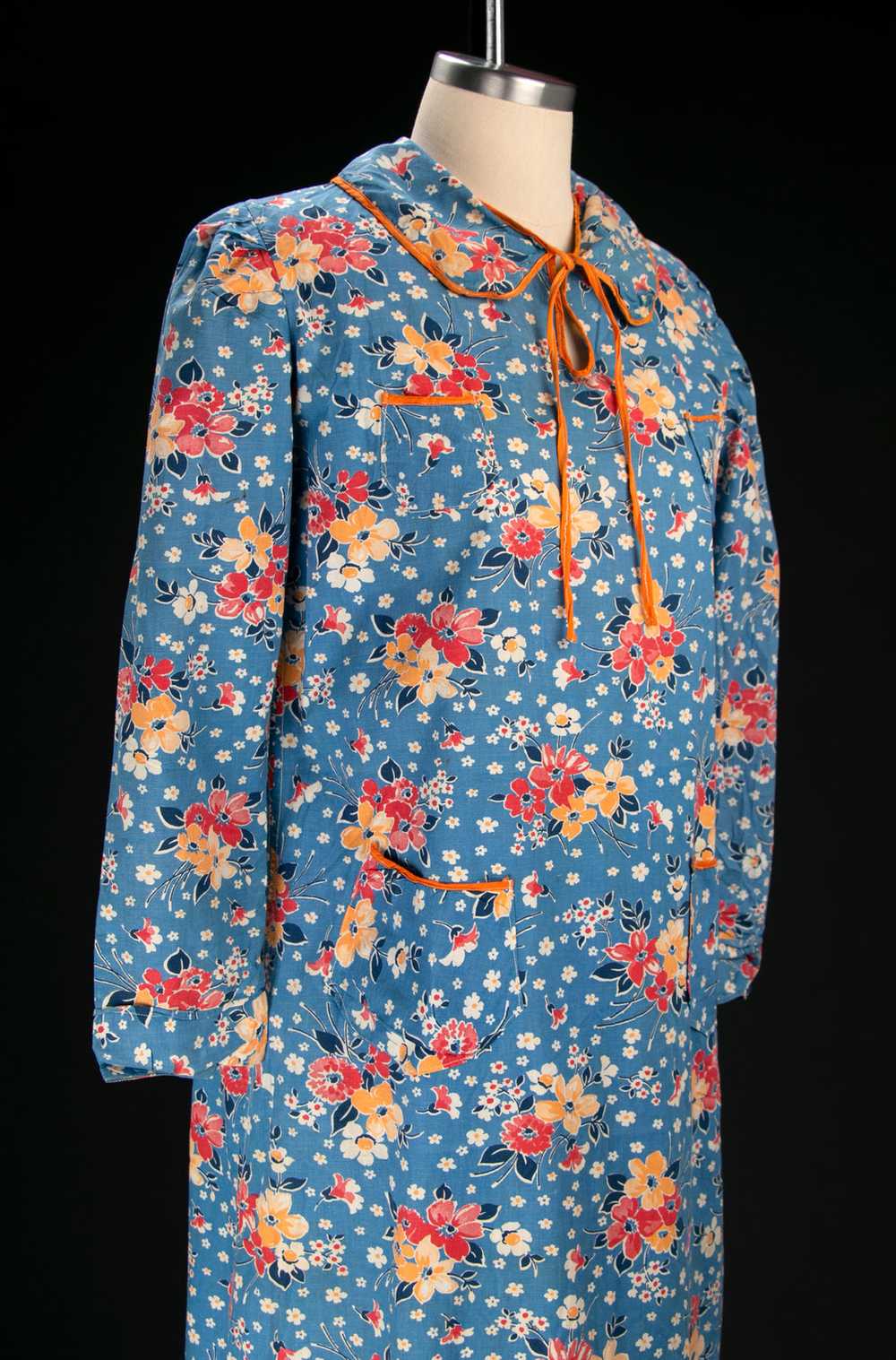 Vintage 1930's Floral Cotton Long Sleeved Day Dre… - image 9