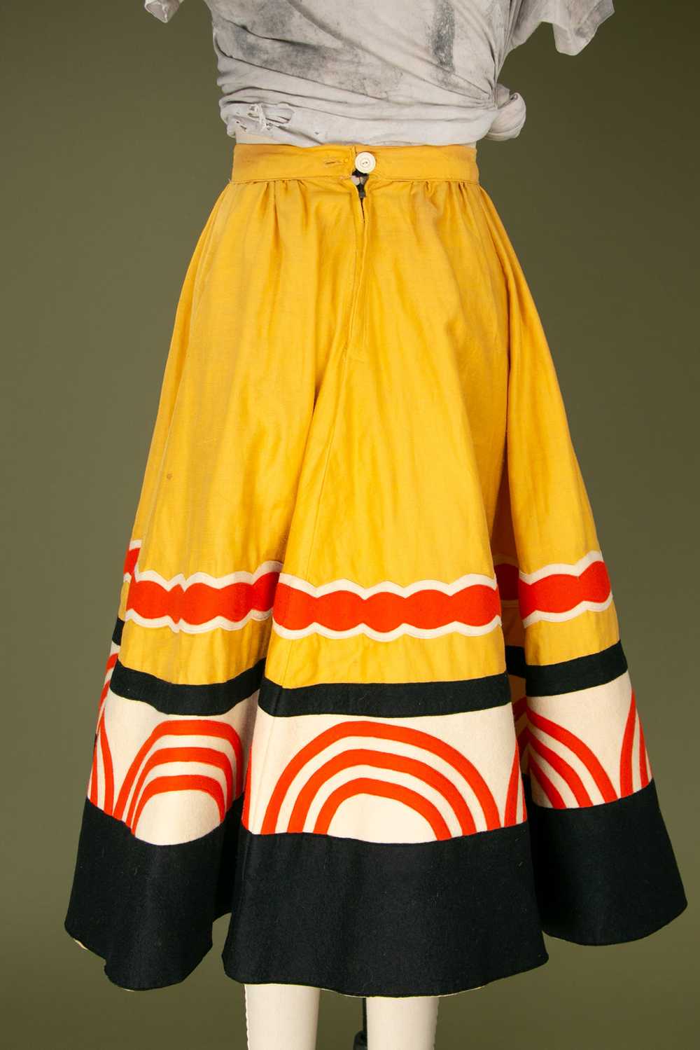 Vintage 1940's Yellow Felt Applique Circle Skirt,… - image 7