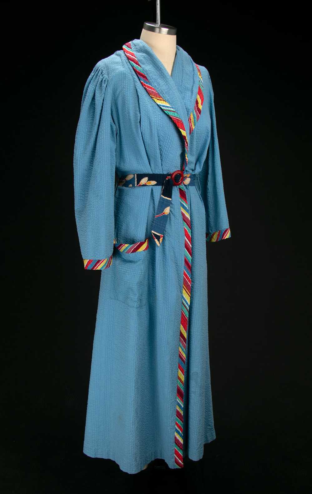 Vintage 1940's Seersucker Robe with Rainbow Strip… - image 9