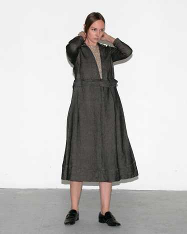 Antique 1910's Black Knit Textured Dress, Waffled,