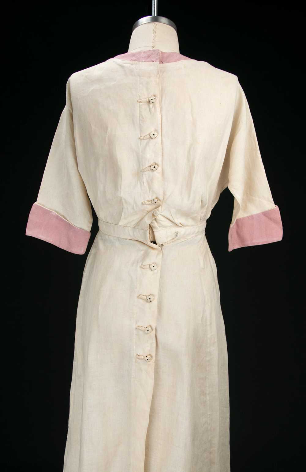 Antique Edwardian Era Cream Colored Linen Dress - image 10