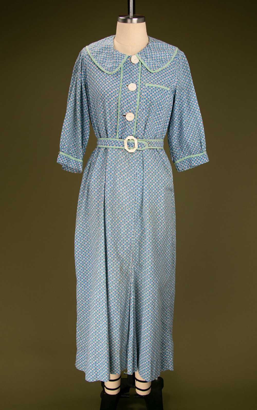 Vintage 1930's Depression Era Blue Farm Dress - image 1