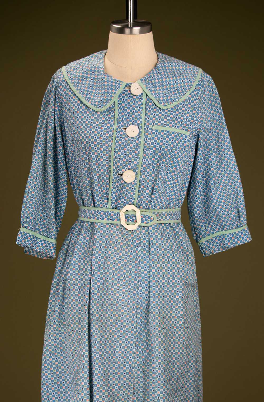 Vintage 1930's Depression Era Blue Farm Dress - image 2