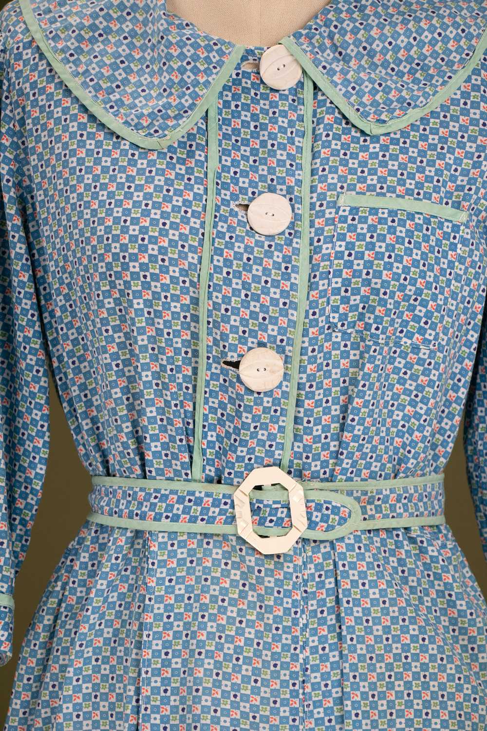 Vintage 1930's Depression Era Blue Farm Dress - image 3