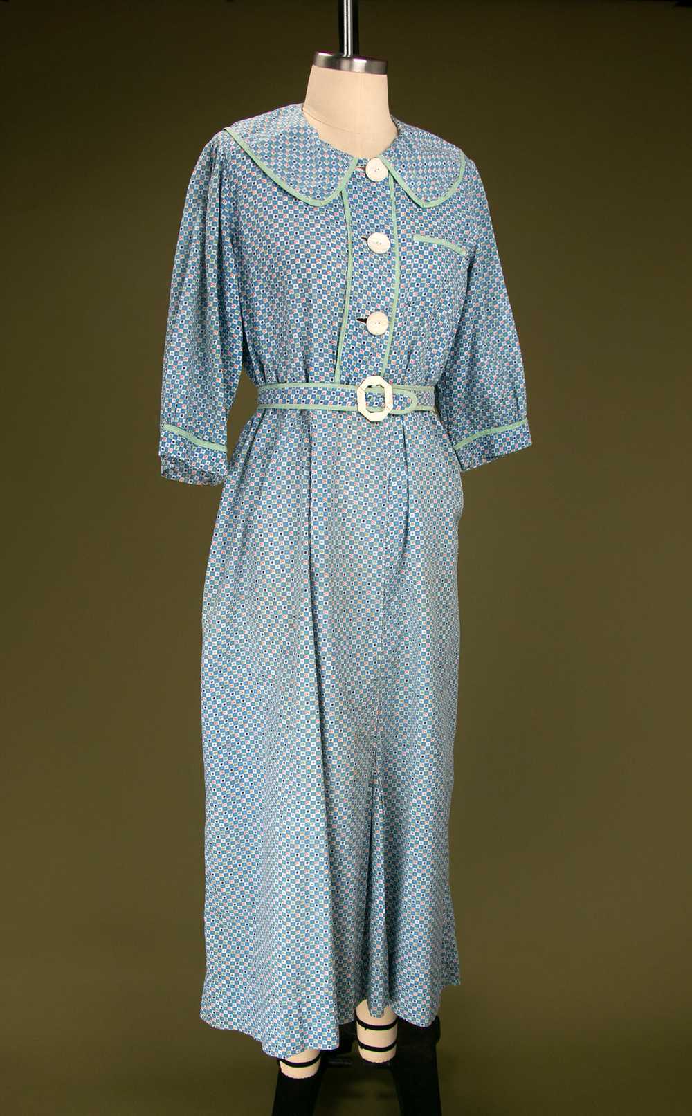 Vintage 1930's Depression Era Blue Farm Dress - image 7