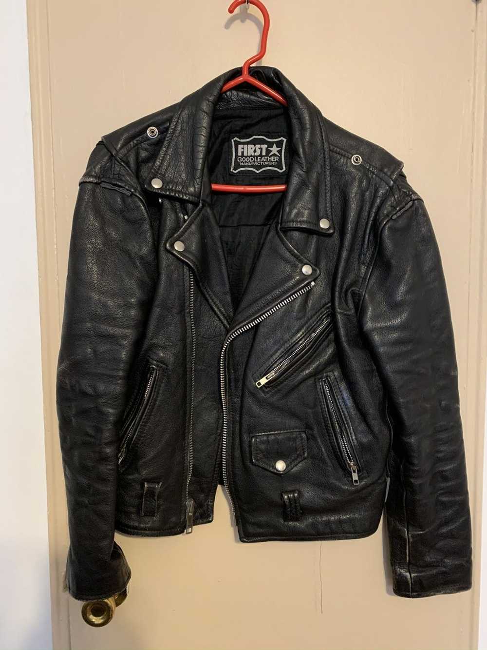 Vintage Vintage Moto Leather Jacket, Black - image 1
