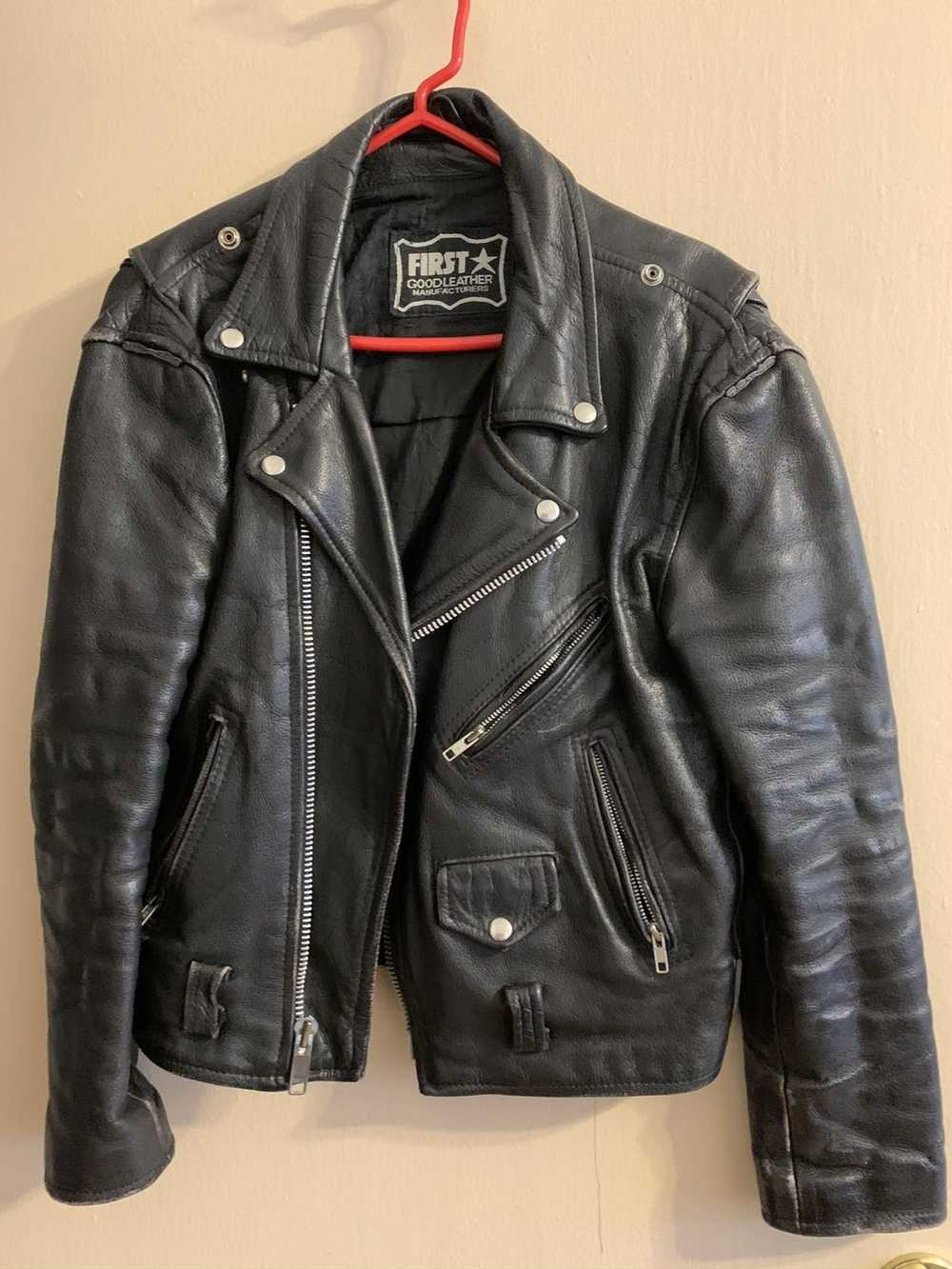 Vintage Vintage Moto Leather Jacket, Black - image 2