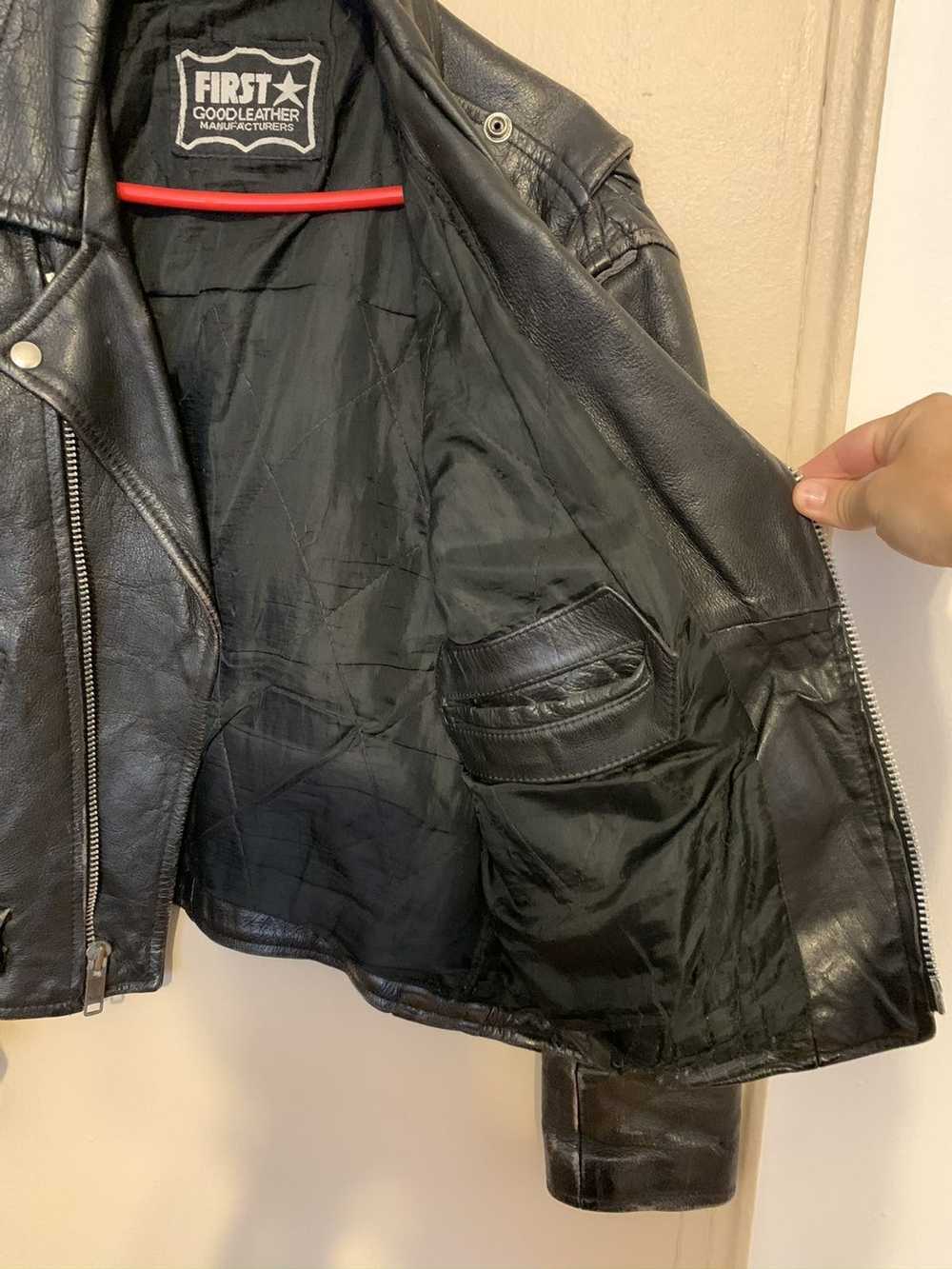 Vintage Vintage Moto Leather Jacket, Black - image 4