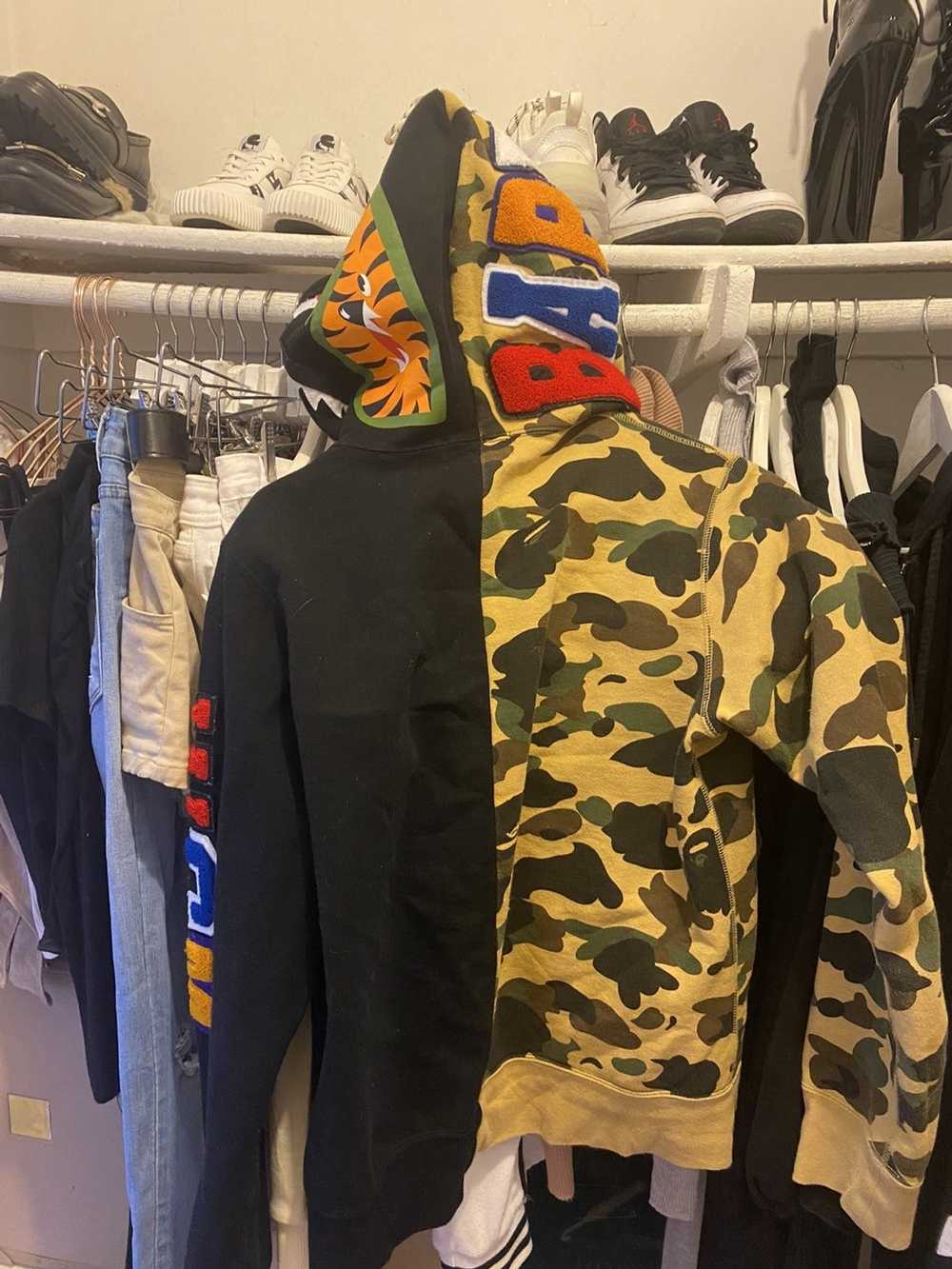 Bape RARE BAPE Half Camo Half Shark Full Zip Hood… - image 1