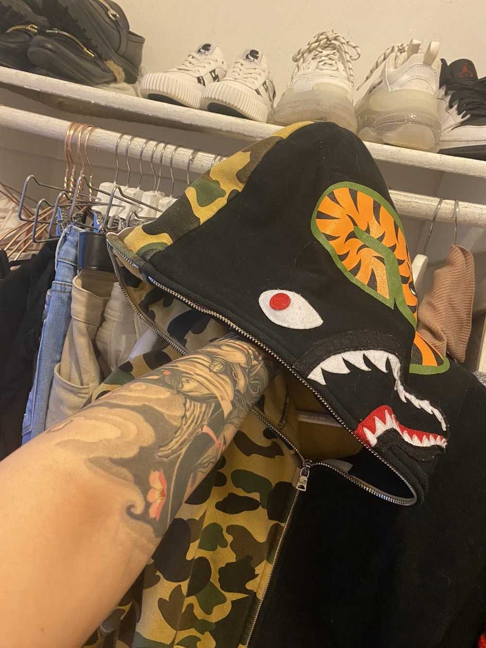 Bape RARE BAPE Half Camo Half Shark Full Zip Hood… - image 3