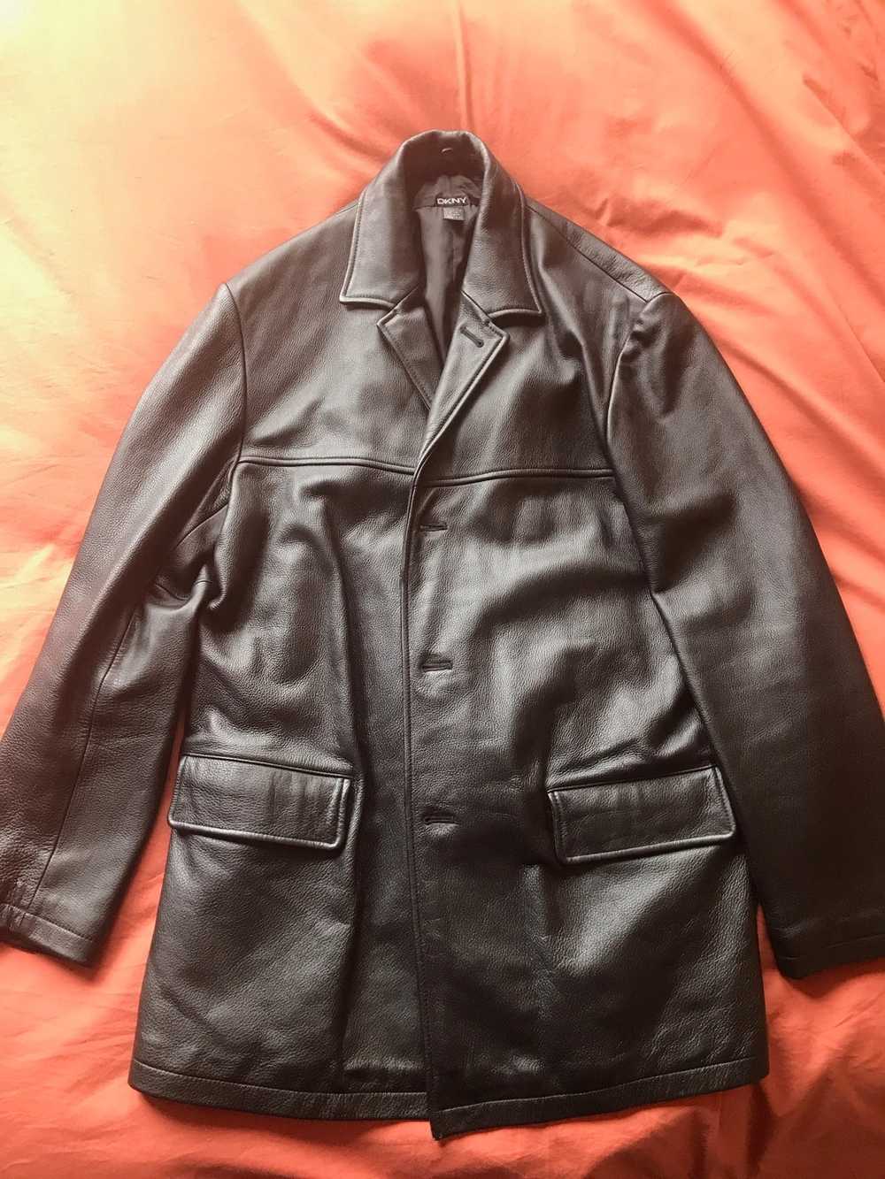 DKNY Slim fitting leather coat - image 1